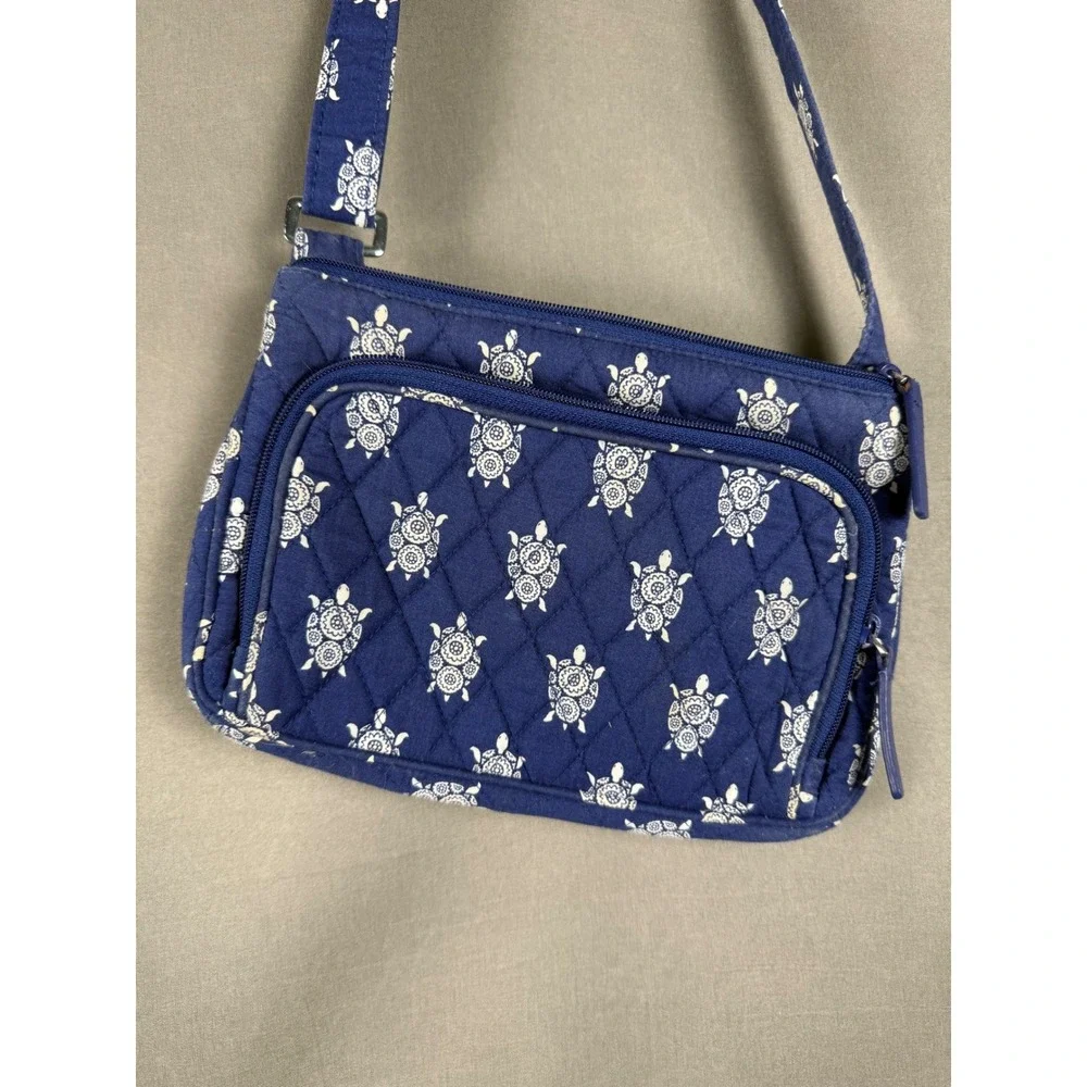 Vera Bradley Crossbody Bag Womens Small Blue Sea Turtle Quilted Wallet Purse